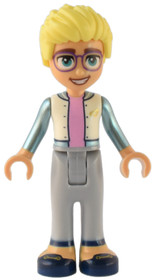 Friends Olly - White Jacket with Metallic Light Blue Sleeves, Light Bluish Gray Trousers, Dark Blue 