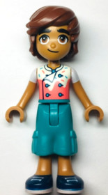 Friends Leo - White and Coral Chef Shirt with Sprinkles, Dark Turquoise Trousers Cropped Large Pocke