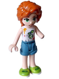 Friends Autumn - White Sleeveless Top, Sand Blue Shorts, Lime Shoes