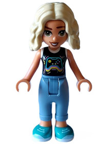Friends Nova - Black and White Shirt with Video Game Controller, Sand Blue Trousers, Dark Turquoise 