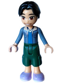 Friends Niko - Sand Blue Jacket, Blue Shirt, Dark Green Trousers Cropped Large Pockets, Lavender Sho