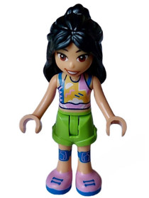 Friends Liann - Bright Pink, Yellow, Blue, and White Tank Top, Lime Shorts, Blue Kneepads, Bright Pi