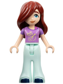 Friends Paisley - Medium Lavender Shirt with Guitar, Light Aqua Trousers Bell-Bottoms, Dark Blue Sho