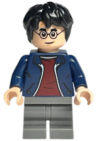 Harry Potter - Dark Blue Open Jacket, Dark Red Shirt, Dark Bluish Gray Medium Legs