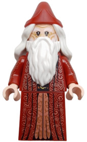 Albus Dumbledore - Sötétbordó köpeny, Fehér haj, Nyomtatott kezek