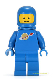 Használt karcos Classic Space kék űrhajós minifigura - sisak nélkül vagy másfajta sisakkal
