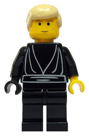 Luke Skywalker minifigura, fekete kéz, egyenes száj