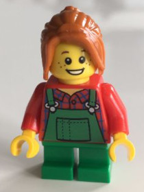 Zöld overálos kislány minifigura