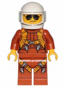 Pilot - Dark Orange Jumpsuit, Dark Orange Legs with Straps, White Helmet, Trans-Clear Visor, Black a