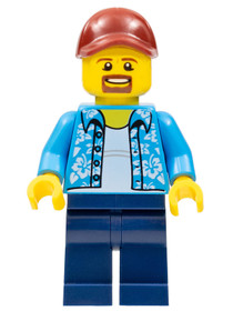 Man with Hawaiian Shirt, Dark Blue Legs, Dark Red Cap