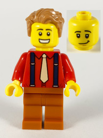 Male, Medium Nougat Hair, Red Shirt, Tan Tie, Dark Blue Suspenders, Dark Orange Legs