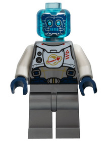 Cyber Drone Robot - Flat Silver Spacesuit with Harness and White Panel with Classic Space Logo, Tran