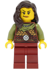 Viking Warrior - Female, Leather Armor, Dark Red Legs, Dark Brown Hair