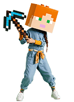 Girl playing mindcraft