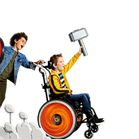 Two boys playing super heroes