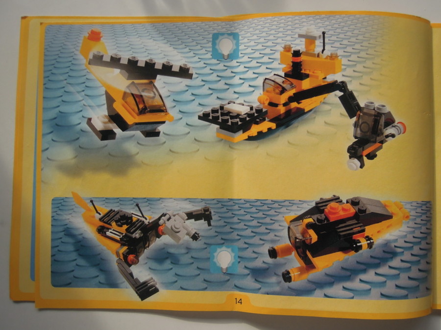 Designer Set 4505: kutatóhajó merülő kabinnal és helikopterrel