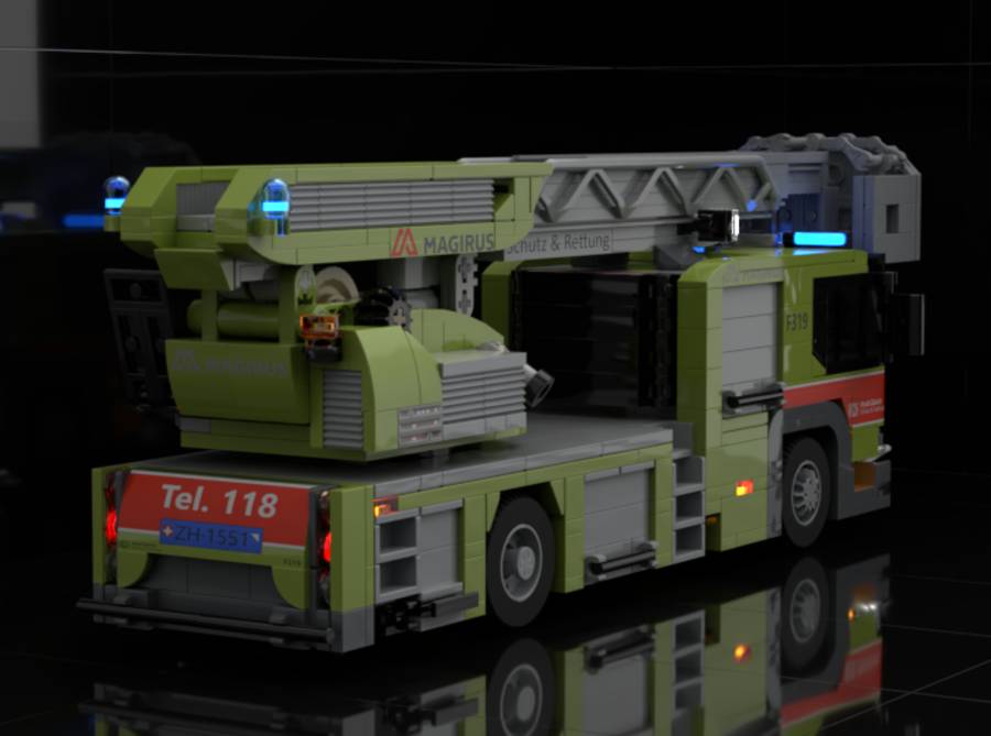 Scania L360 Tűzoltókocsi Magirus Forgózsámolyos Mentőlétrával